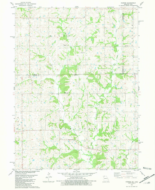 Classic USGS Pawnee Missouri 7.5'x7.5' Topo Map Image