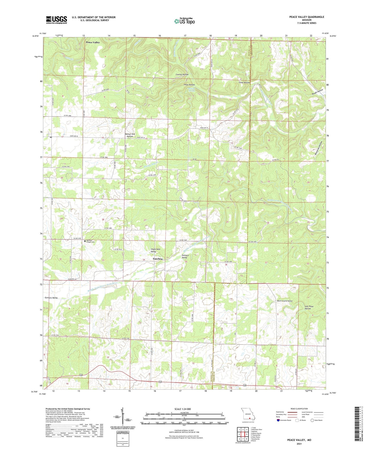 Peace Valley Missouri US Topo Map Image