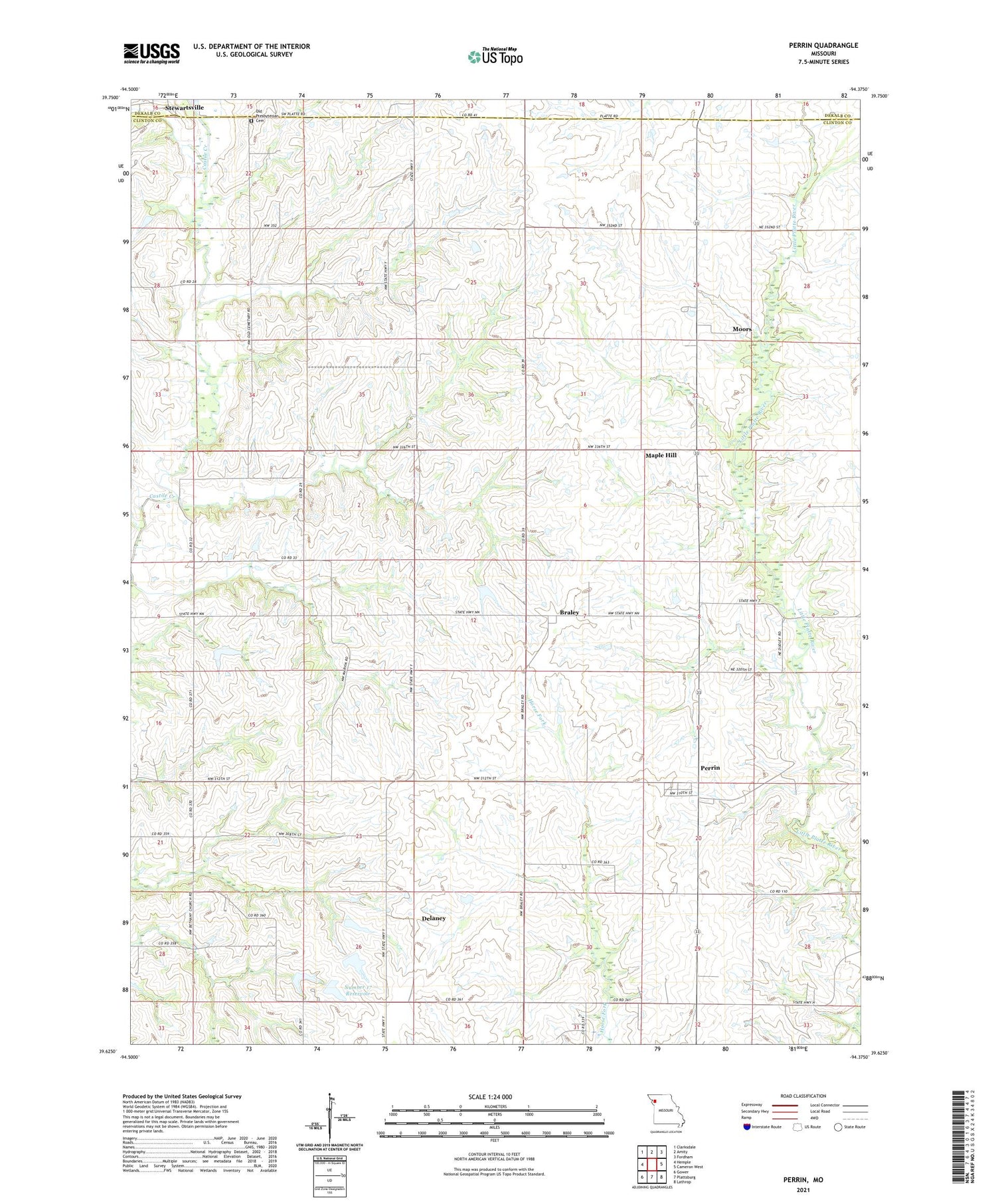 Perrin Missouri US Topo Map Image
