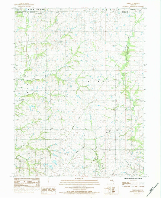 Classic USGS Perrin Missouri 7.5'x7.5' Topo Map Image