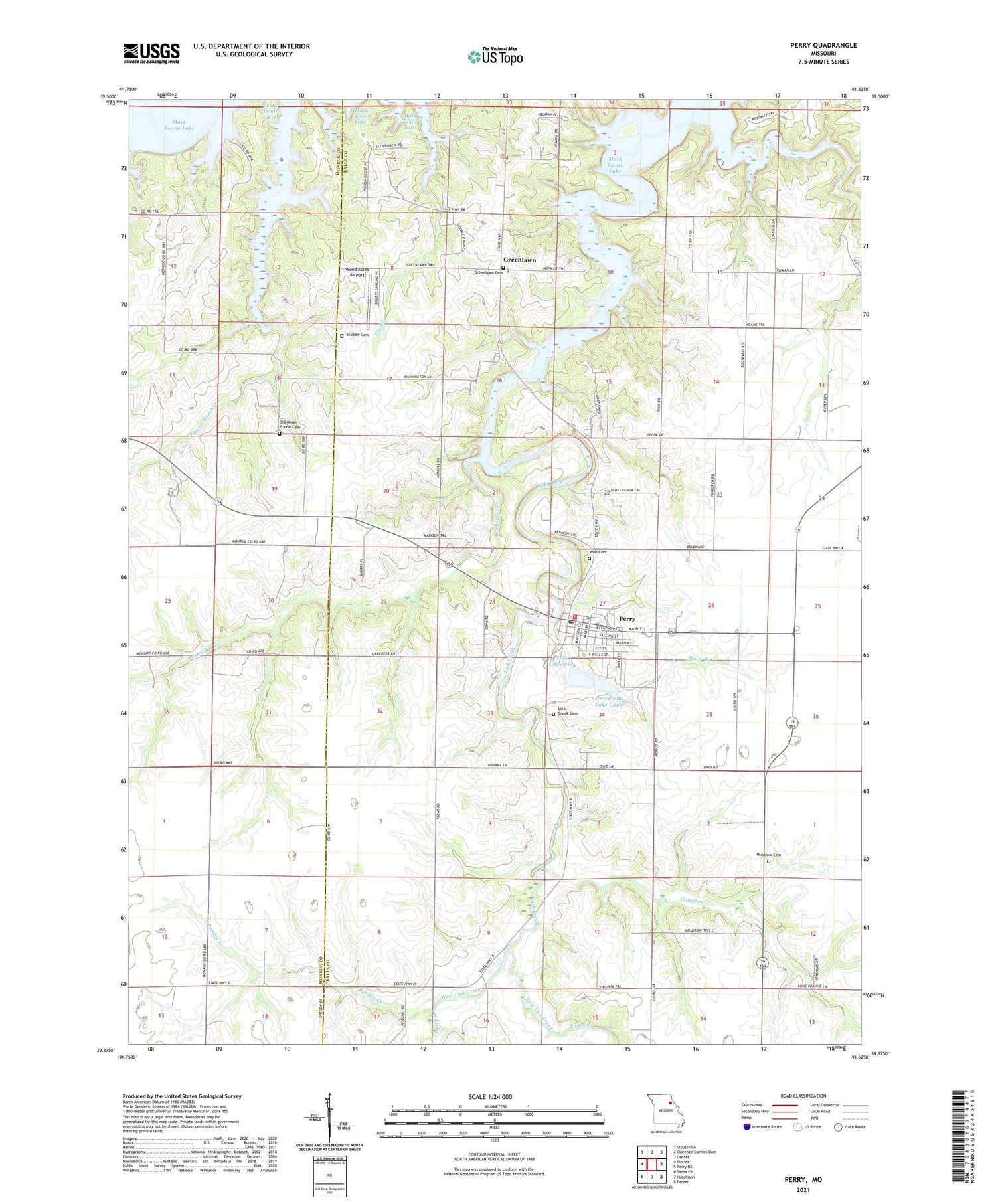 Perry Missouri US Topo Map Image