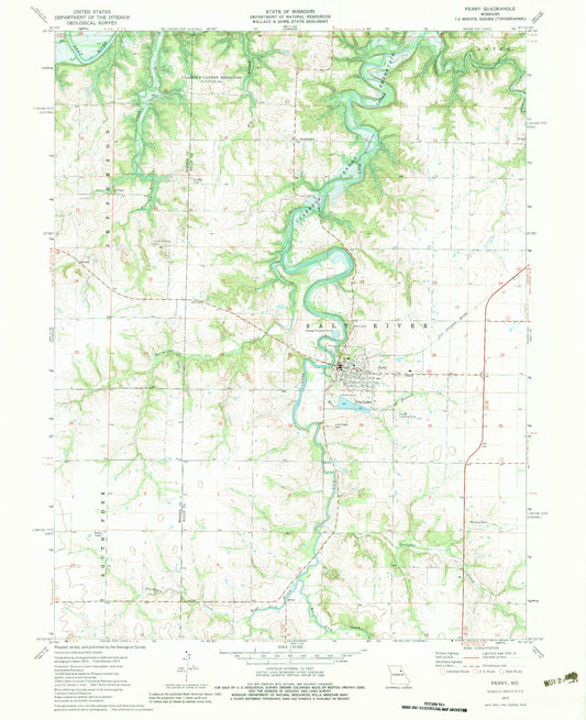 Classic USGS Perry Missouri 7.5'x7.5' Topo Map Image