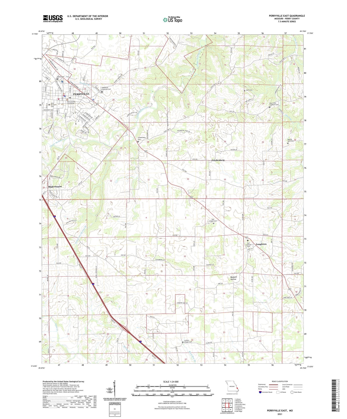 Perryville East Missouri US Topo Map Image