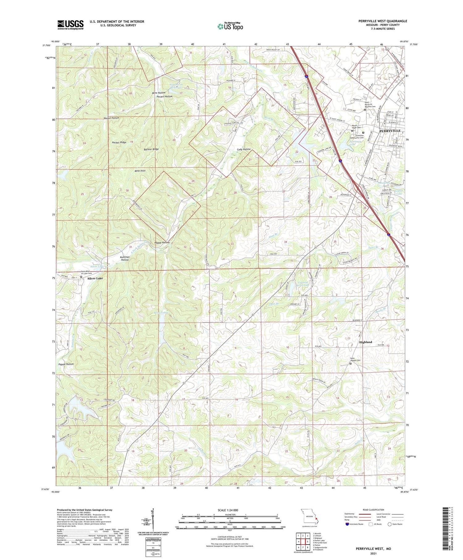 Perryville West Missouri US Topo Map Image