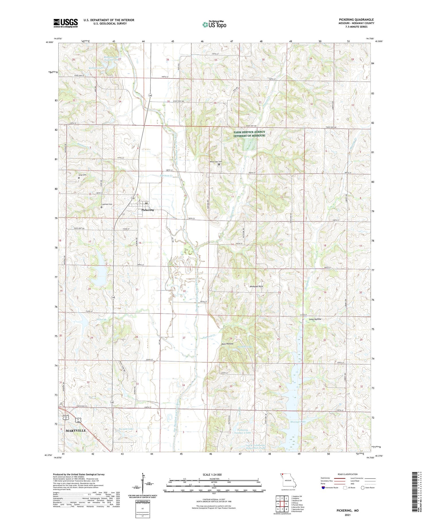 Pickering Missouri US Topo Map Image