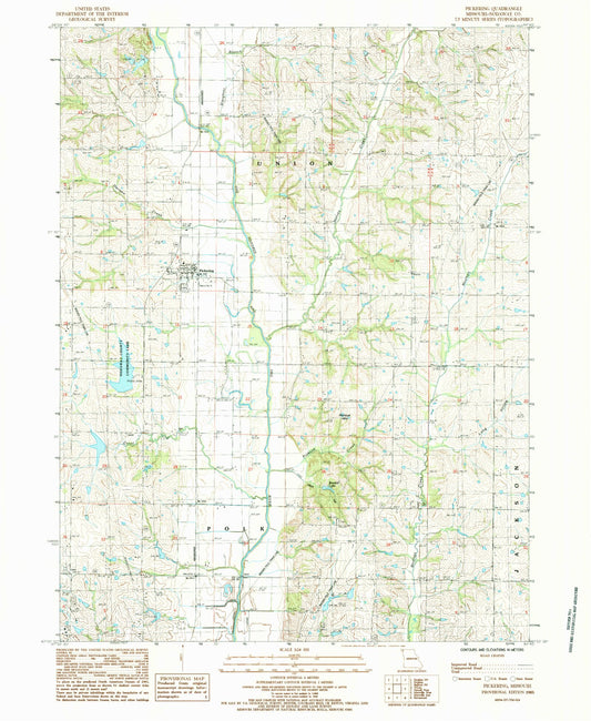Classic USGS Pickering Missouri 7.5'x7.5' Topo Map Image