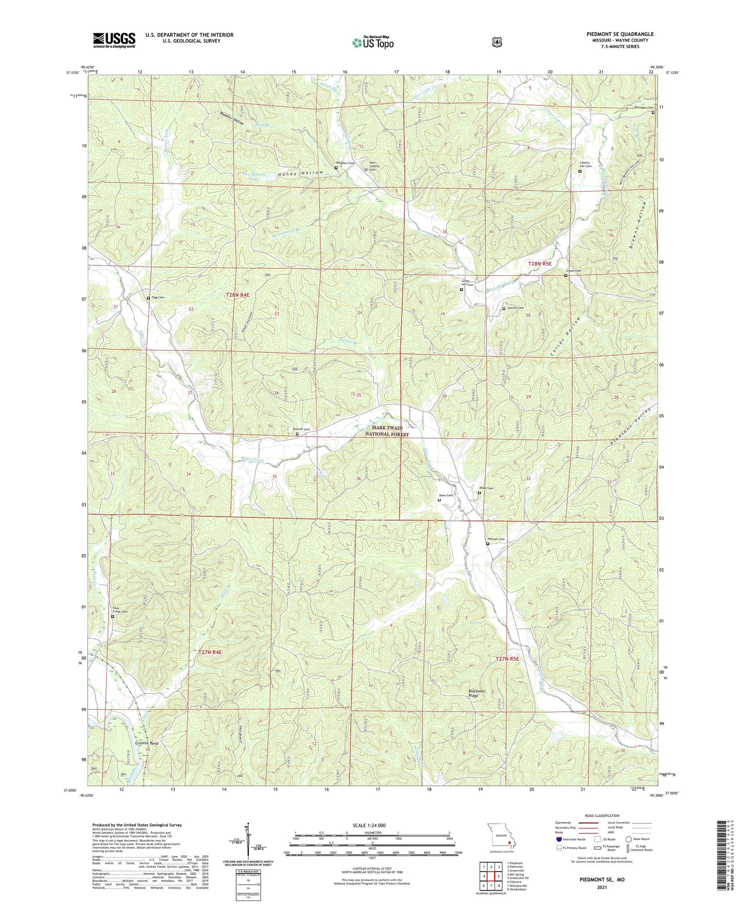 Piedmont SE Missouri US Topo Map Image