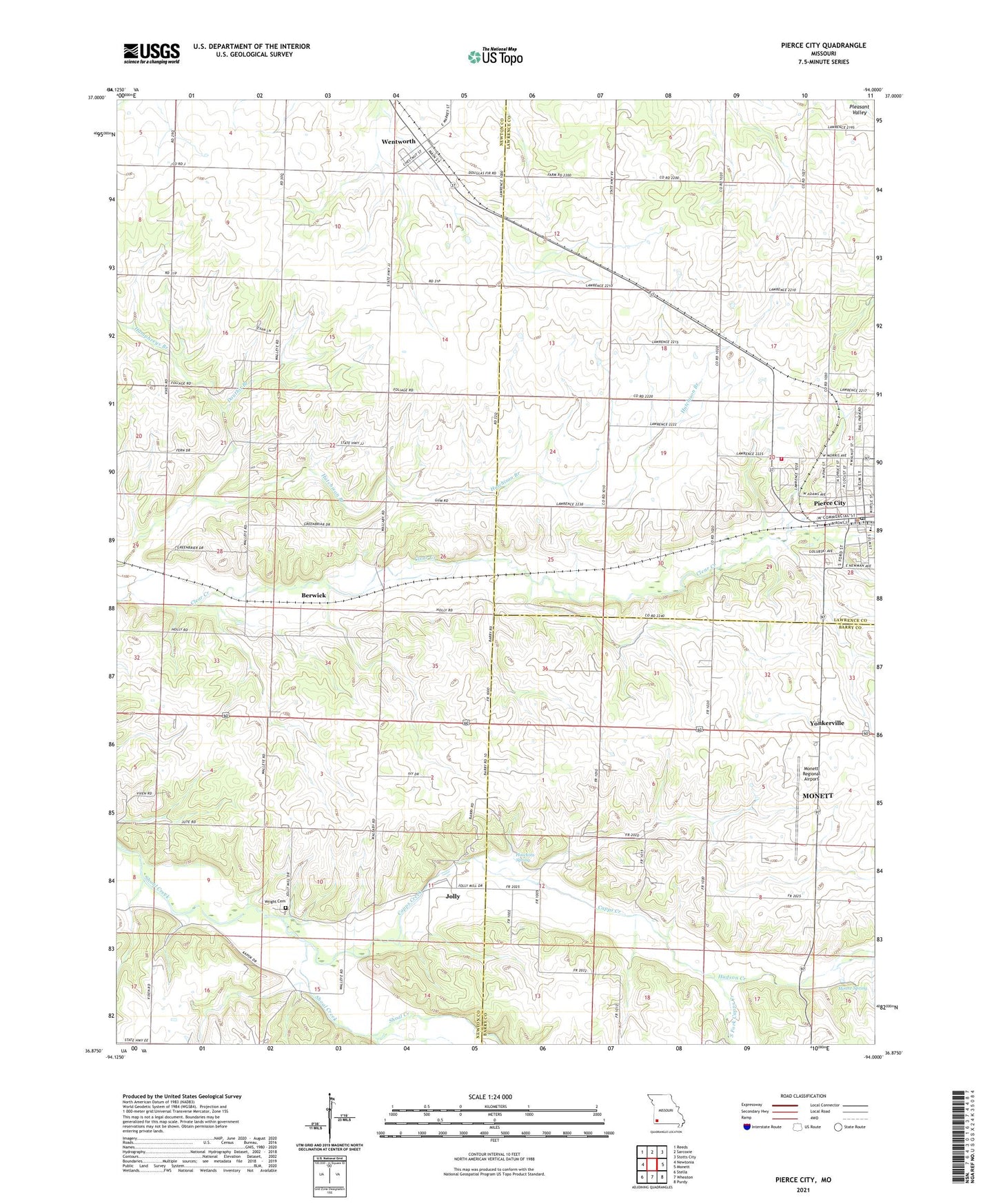 Pierce City Missouri US Topo Map Image