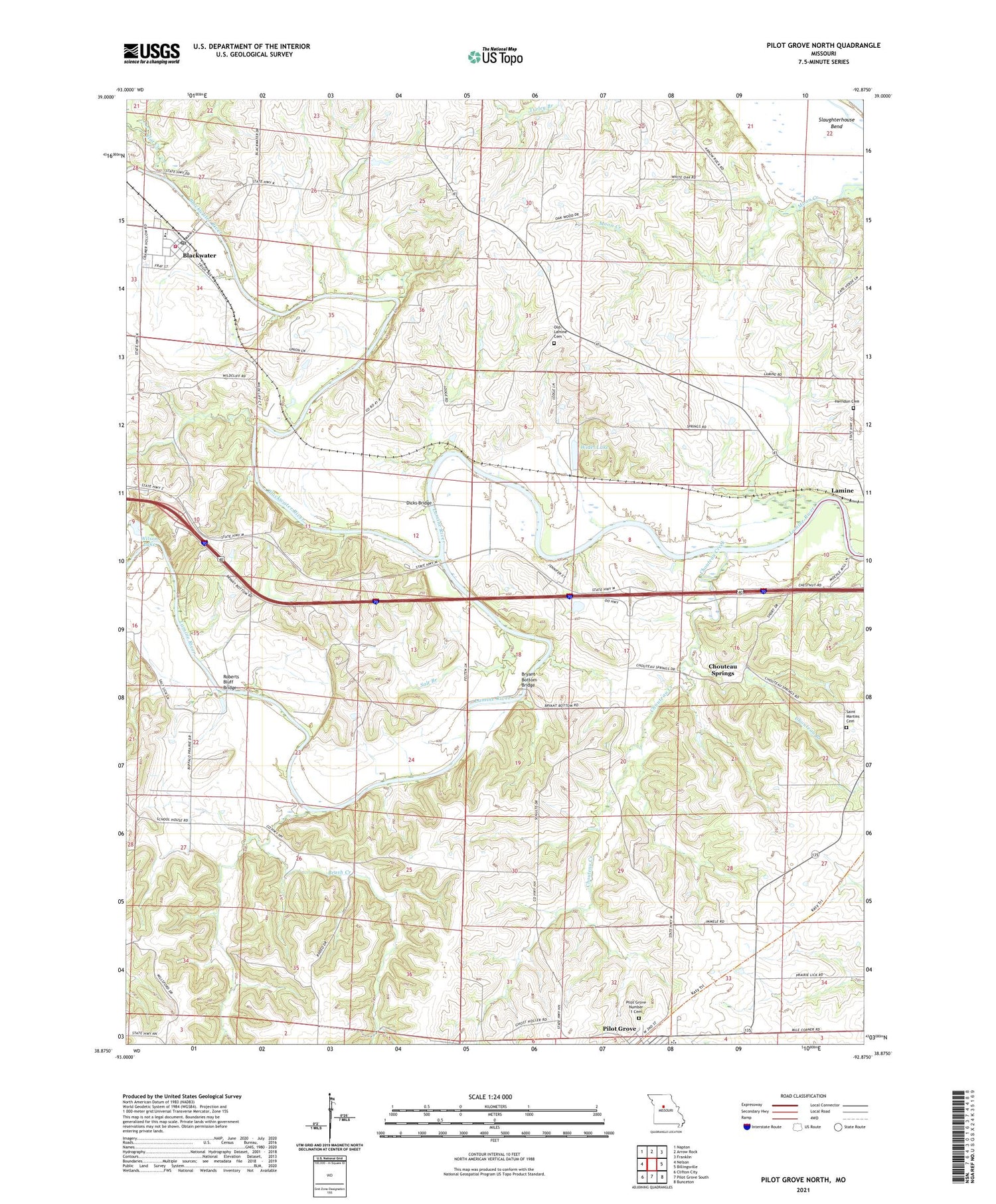 Pilot Grove North Missouri US Topo Map Image