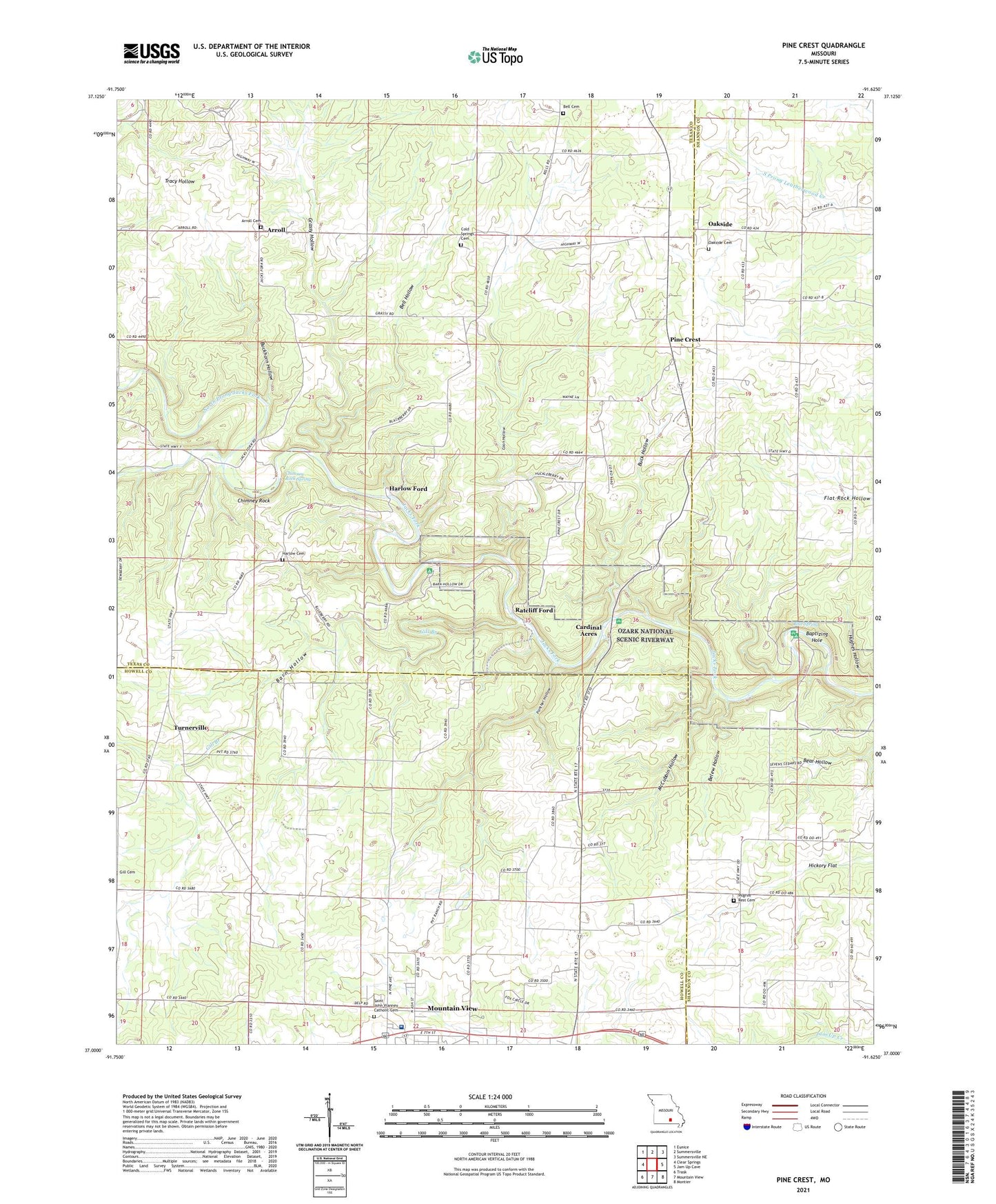 Pine Crest Missouri US Topo Map Image