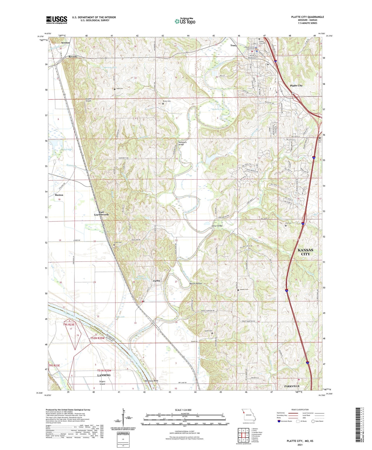 Platte City Missouri US Topo Map Image