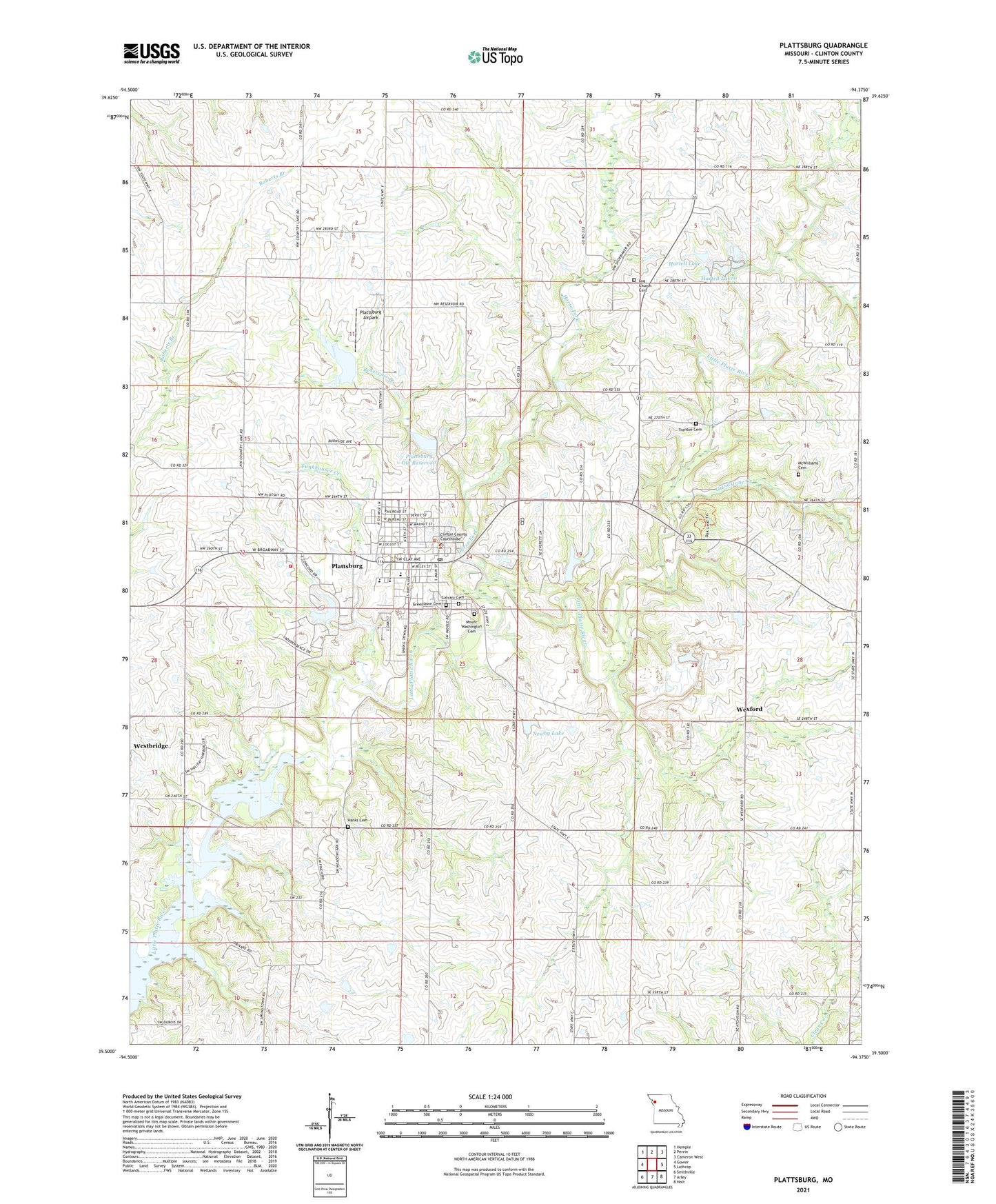 Plattsburg Missouri US Topo Map Image