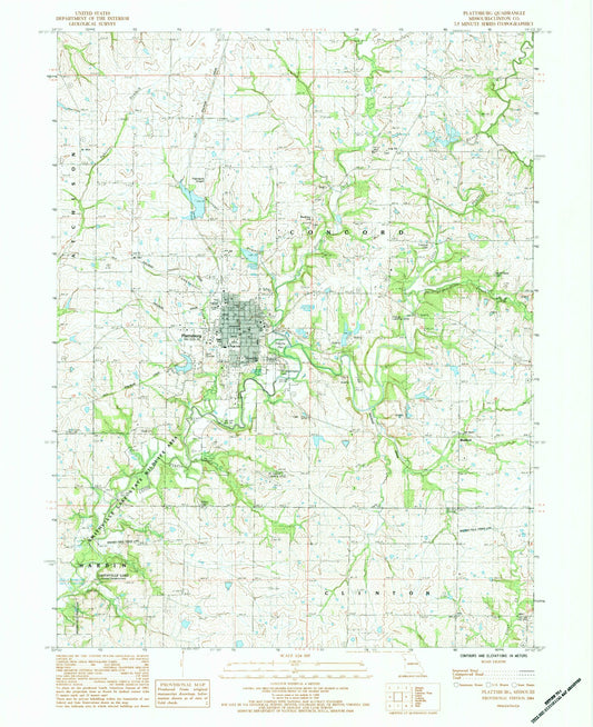 Classic USGS Plattsburg Missouri 7.5'x7.5' Topo Map Image