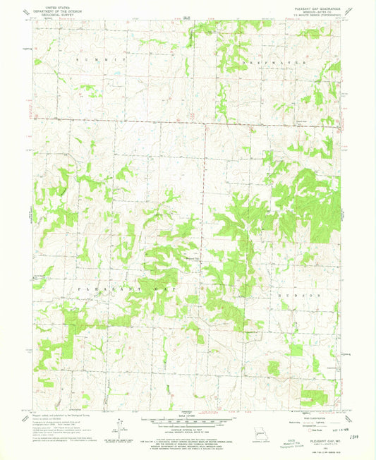 Classic USGS Pleasant Gap Missouri 7.5'x7.5' Topo Map Image