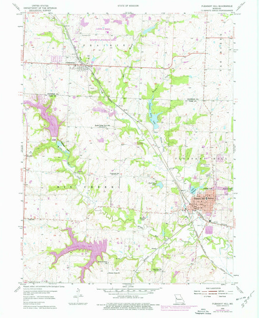 Classic USGS Pleasant Hill Missouri 7.5'x7.5' Topo Map Image