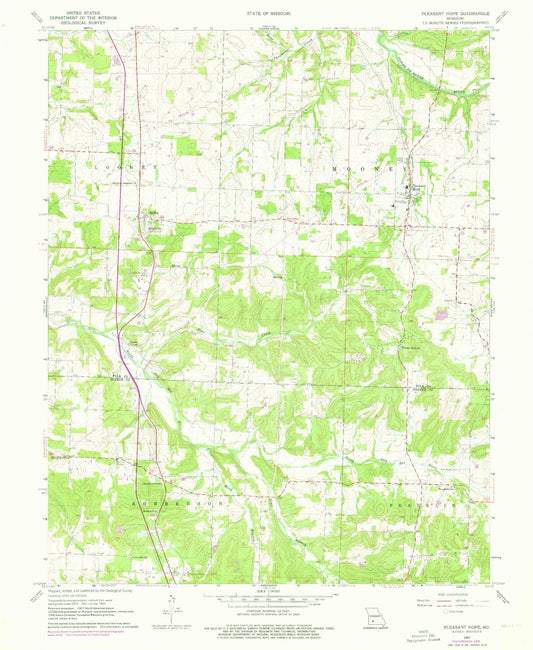 Classic USGS Pleasant Hope Missouri 7.5'x7.5' Topo Map Image