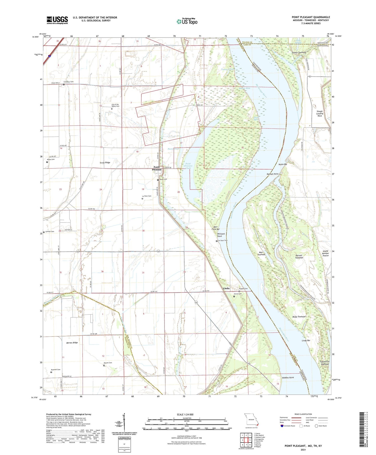 Point Pleasant Missouri US Topo Map Image