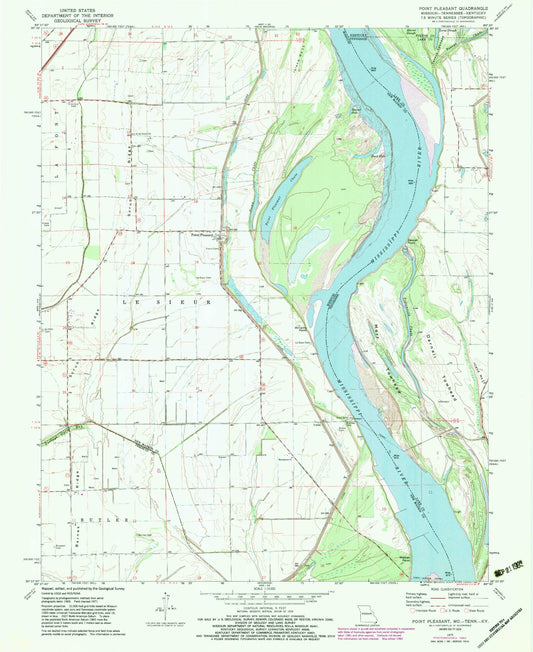 Classic USGS Point Pleasant Missouri 7.5'x7.5' Topo Map Image