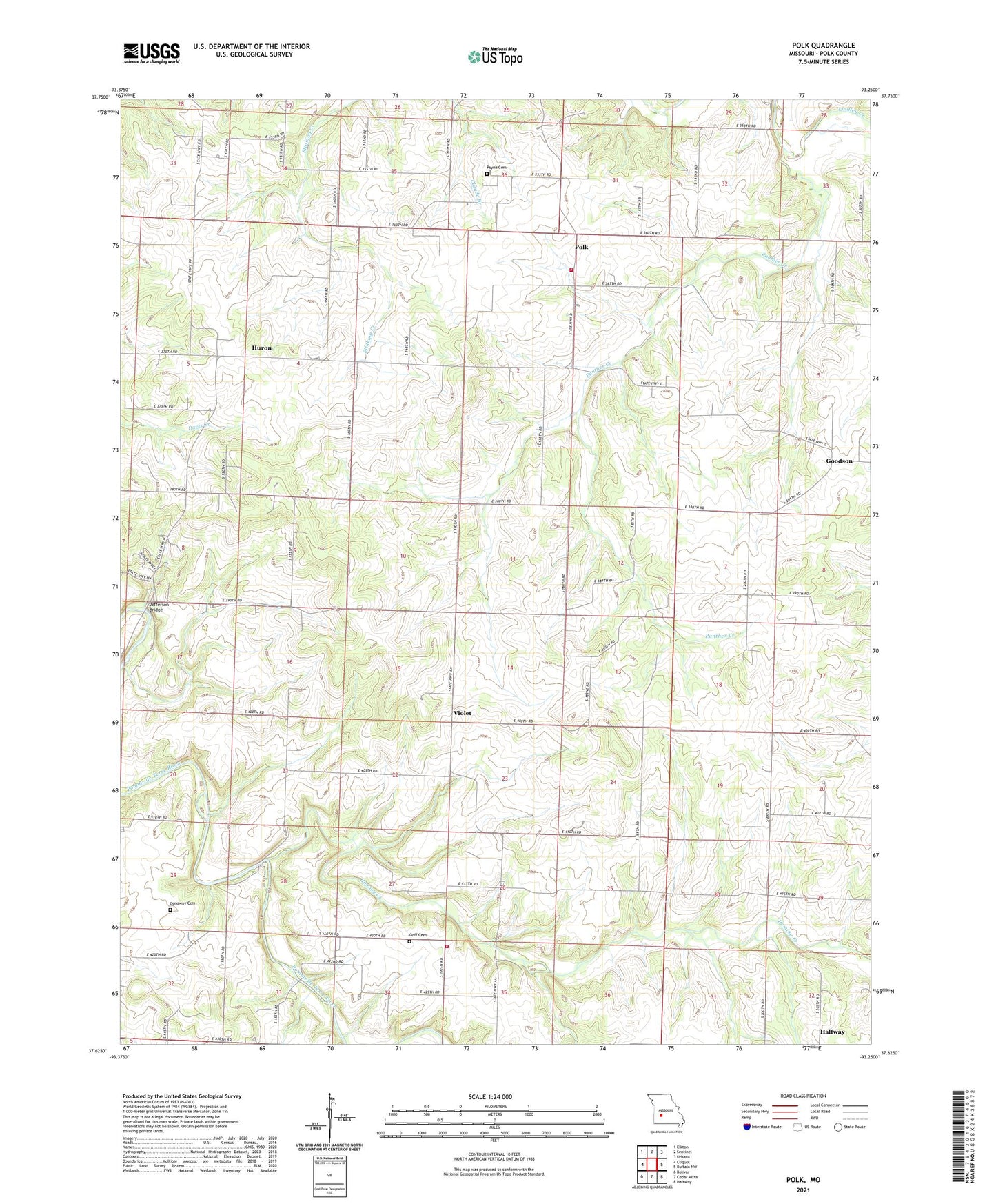 Polk Missouri US Topo Map Image