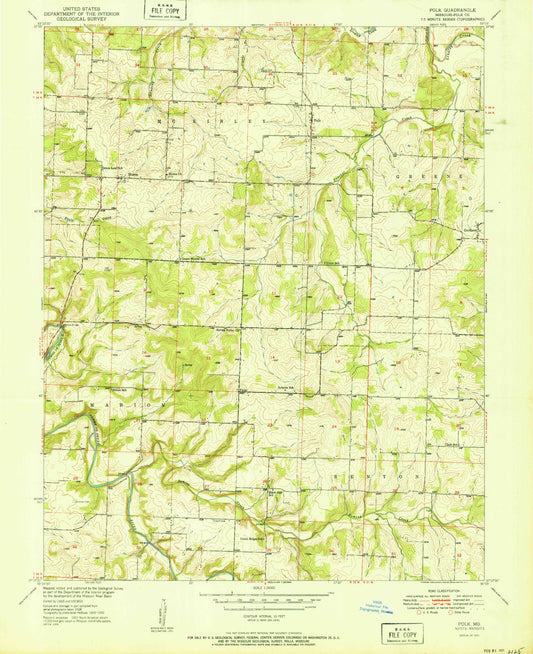 Classic USGS Polk Missouri 7.5'x7.5' Topo Map Image