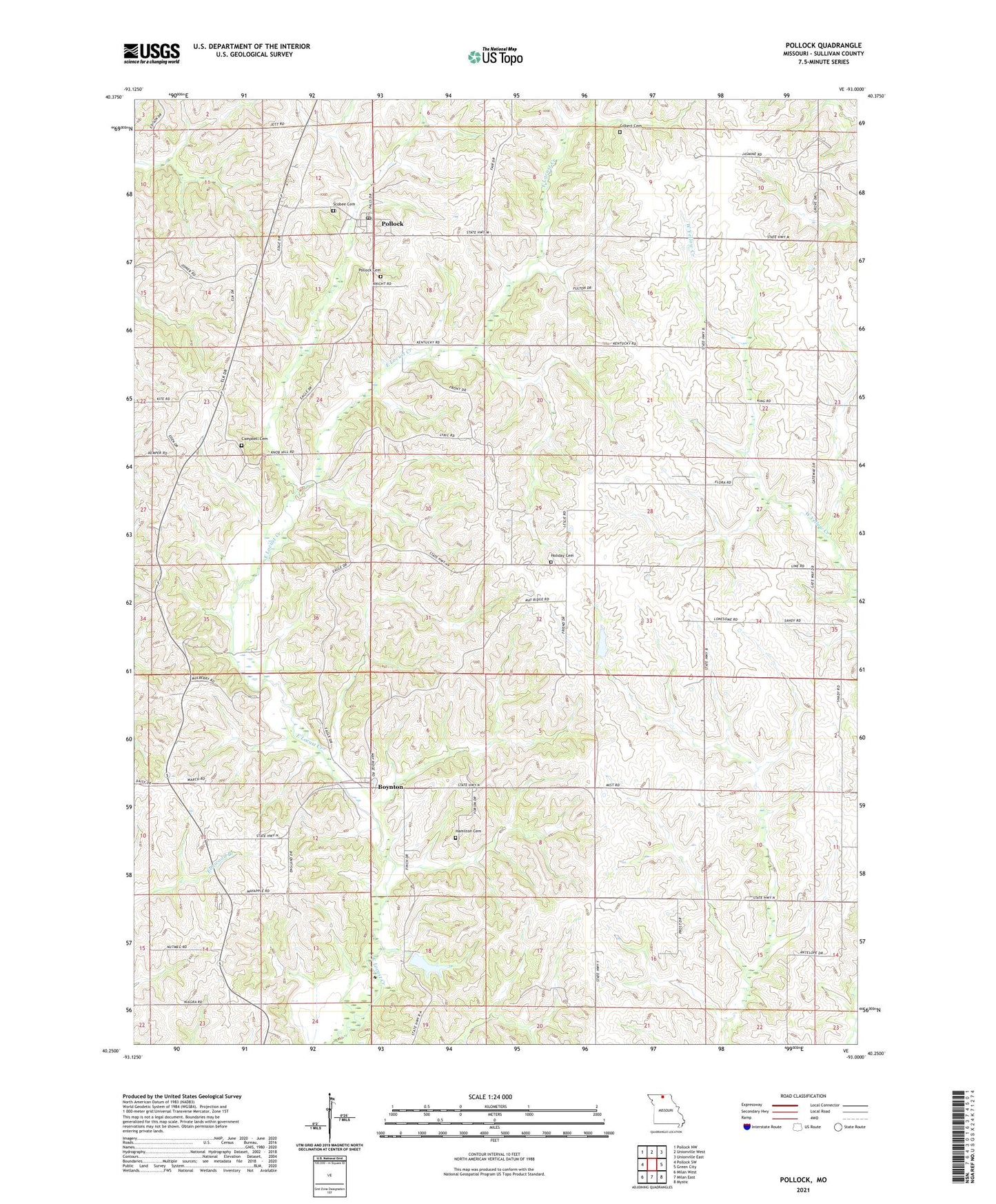 Pollock Missouri US Topo Map Image