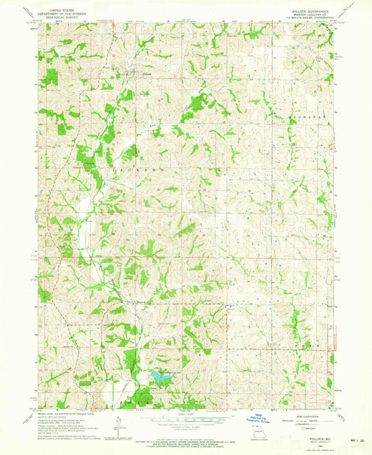 Classic USGS Pollock Missouri 7.5'x7.5' Topo Map Image