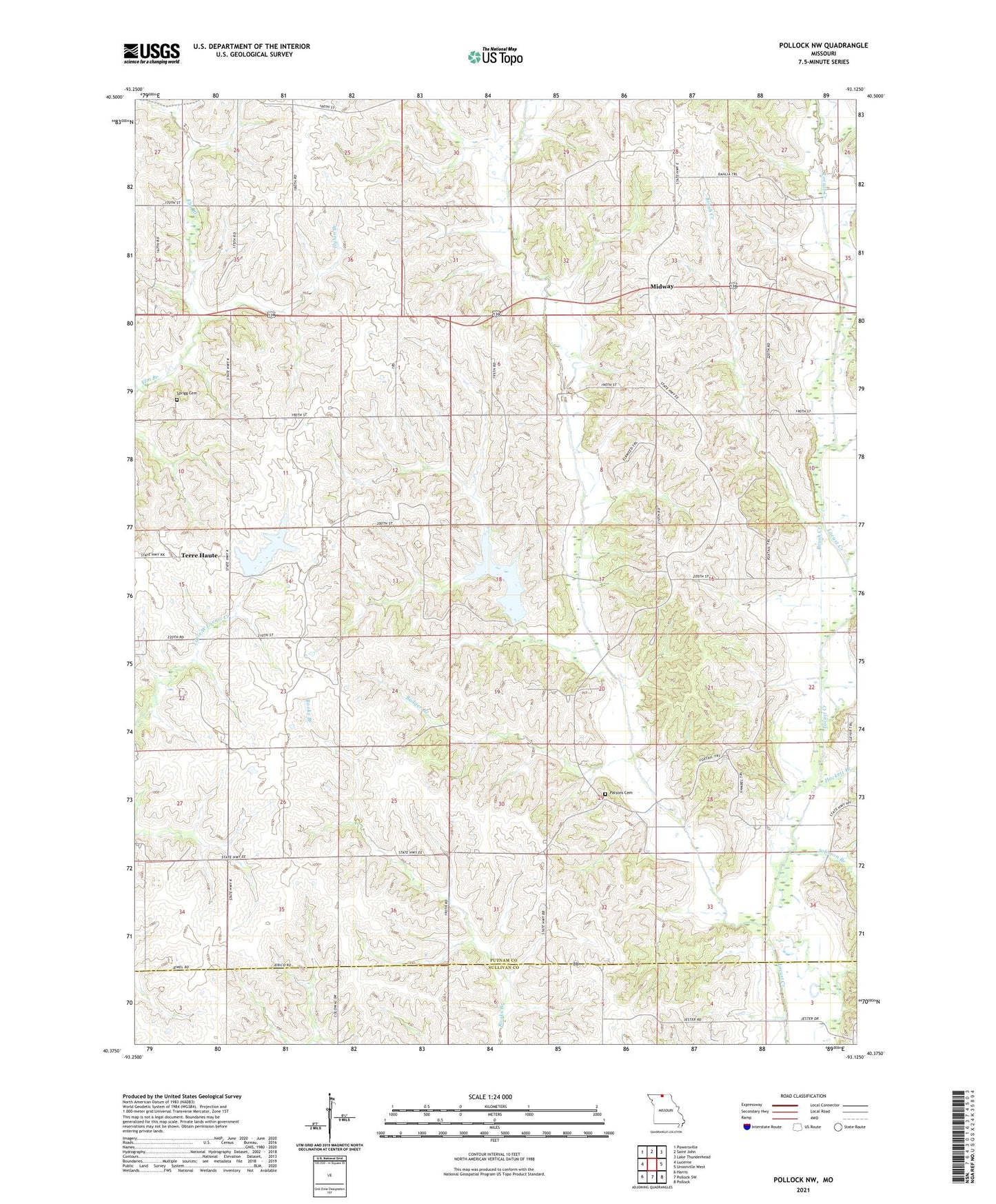 Pollock NW Missouri US Topo Map Image