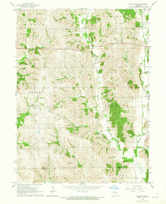 Classic USGS Pollock NW Missouri 7.5'x7.5' Topo Map Image