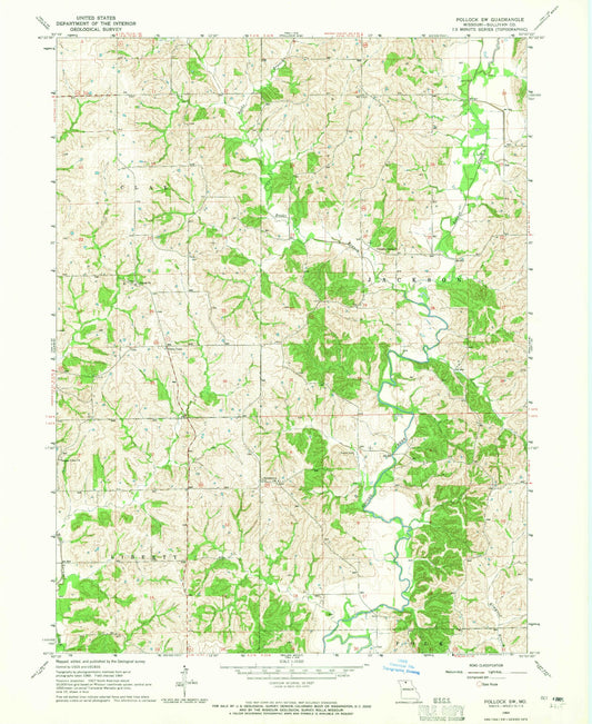 Classic USGS Pollock SW Missouri 7.5'x7.5' Topo Map Image