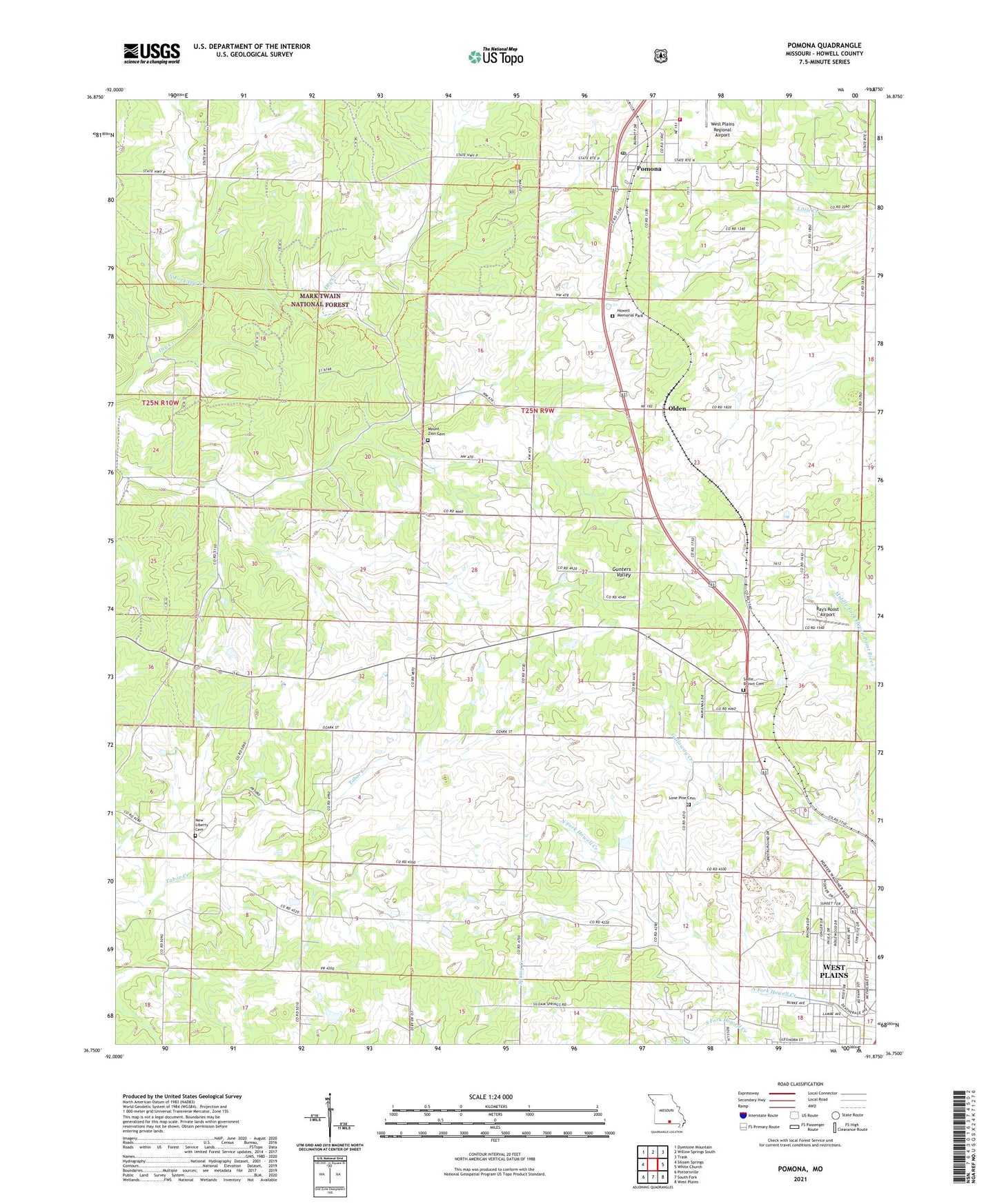 Pomona Missouri US Topo Map Image