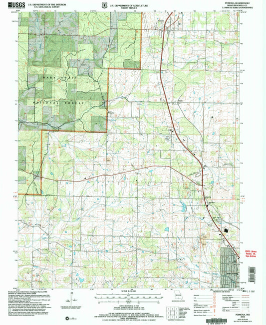 Classic USGS Pomona Missouri 7.5'x7.5' Topo Map Image