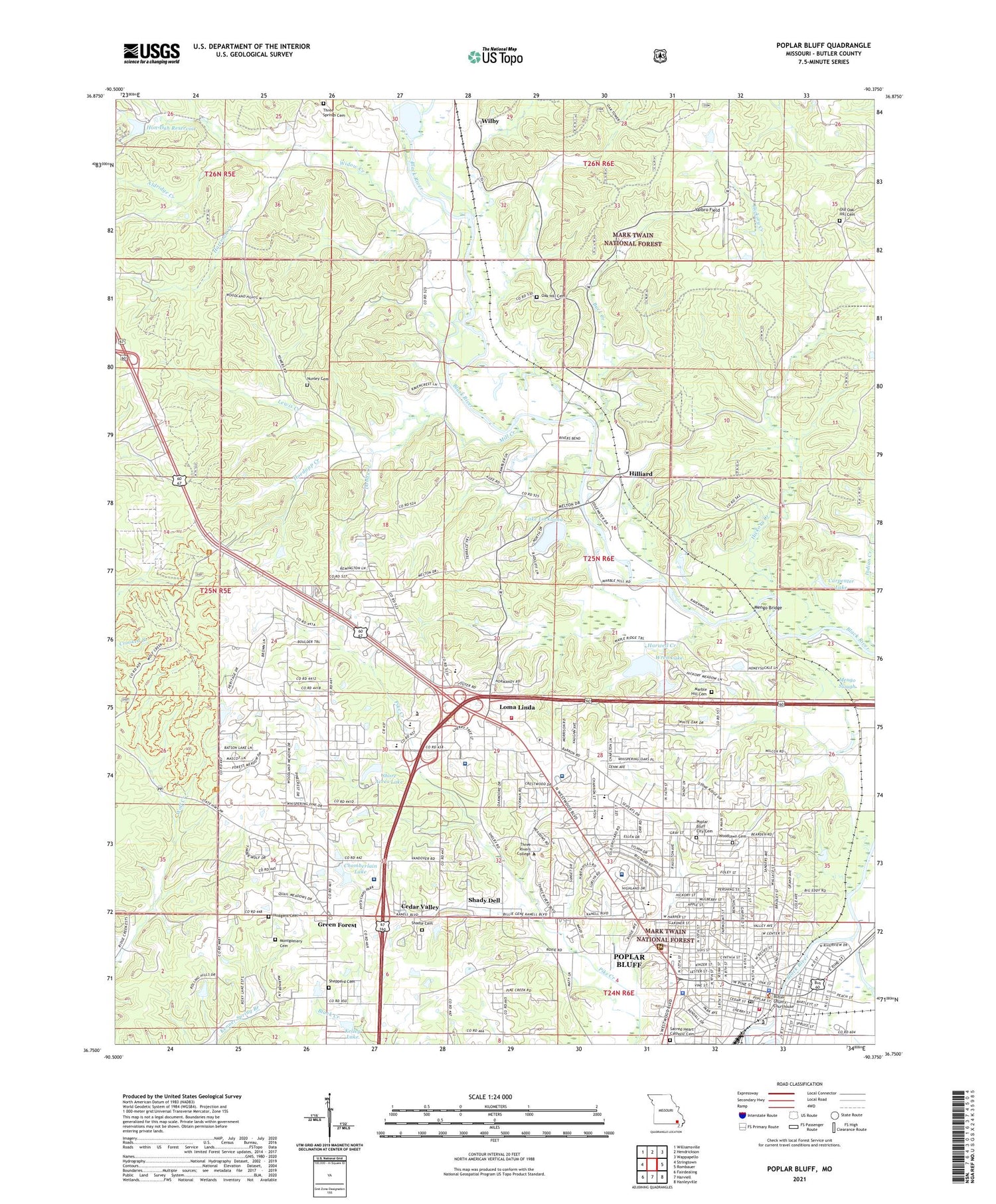 Poplar Bluff Missouri US Topo Map Image