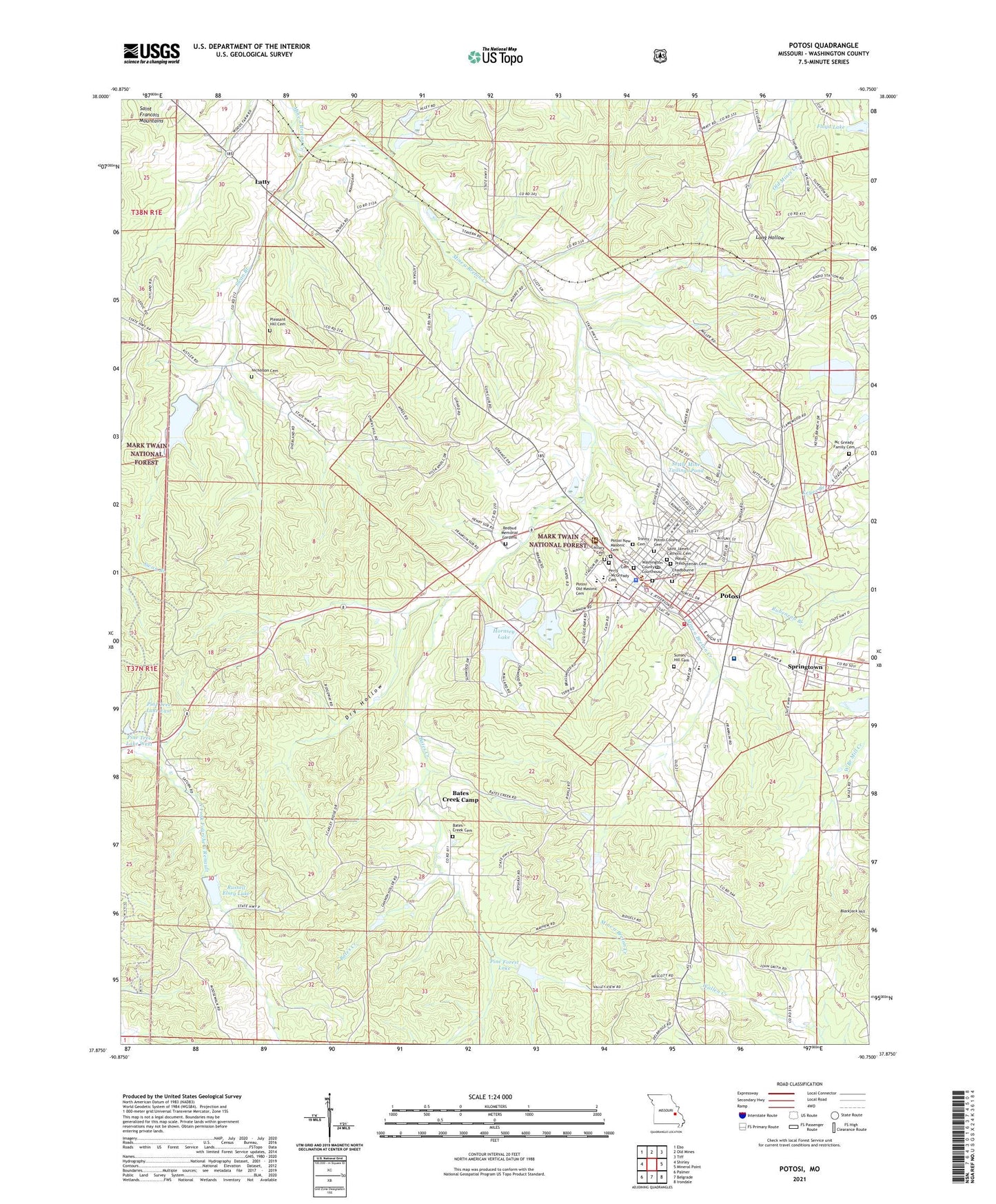 Potosi Missouri US Topo Map Image