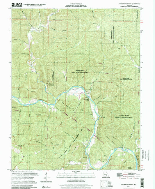 Classic USGS Powder Mill Ferry Missouri 7.5'x7.5' Topo Map Image