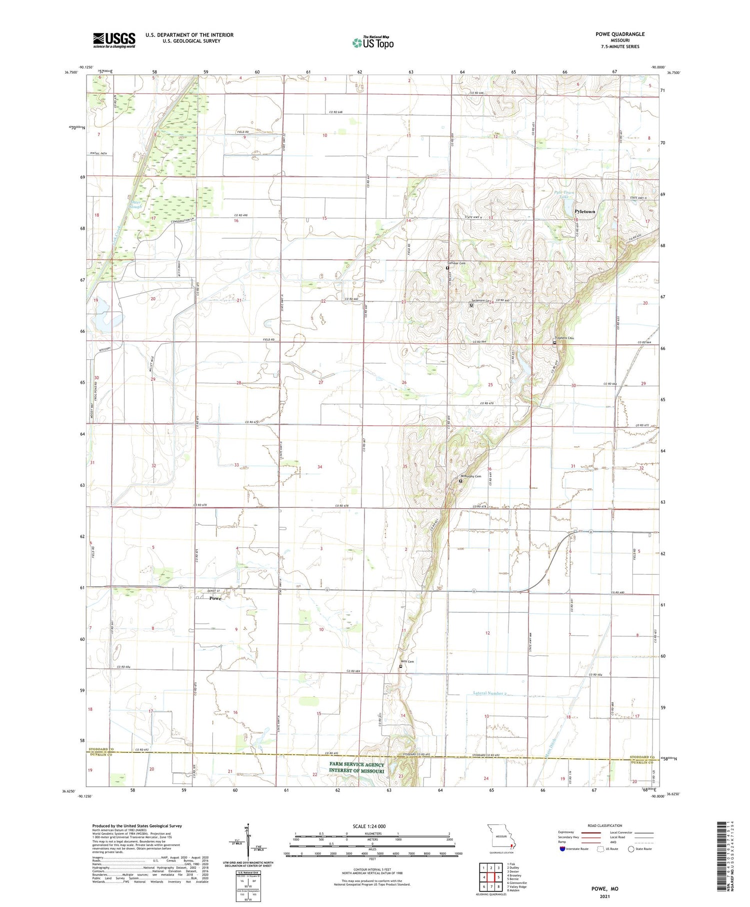 Powe Missouri US Topo Map Image