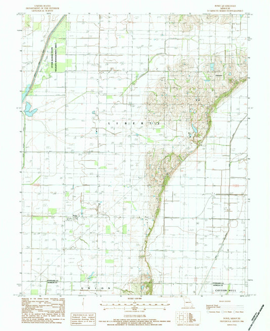 Classic USGS Powe Missouri 7.5'x7.5' Topo Map Image