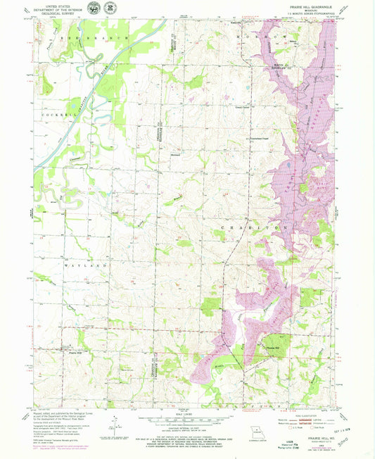 Classic USGS Prairie Hill Missouri 7.5'x7.5' Topo Map Image