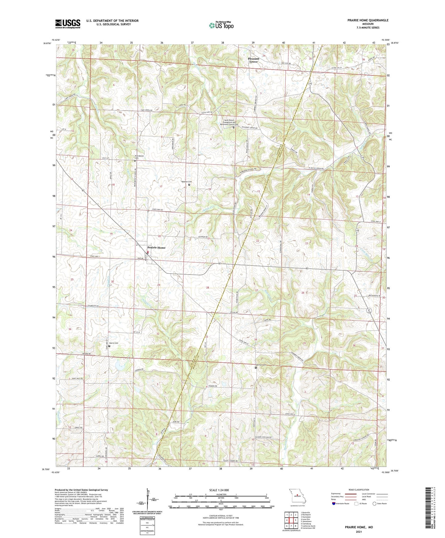 Prairie Home Missouri US Topo Map Image