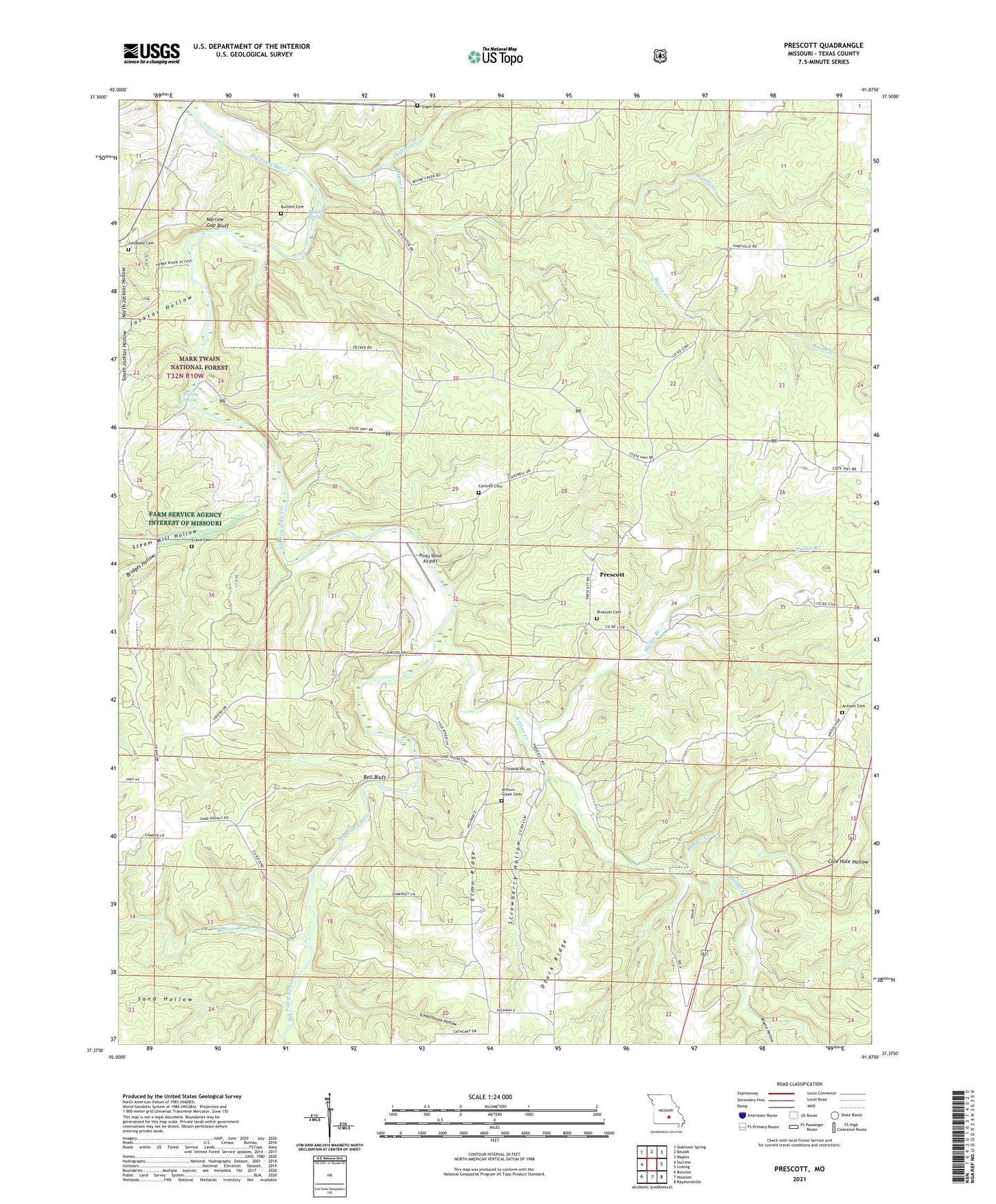 Prescott Missouri US Topo Map Image