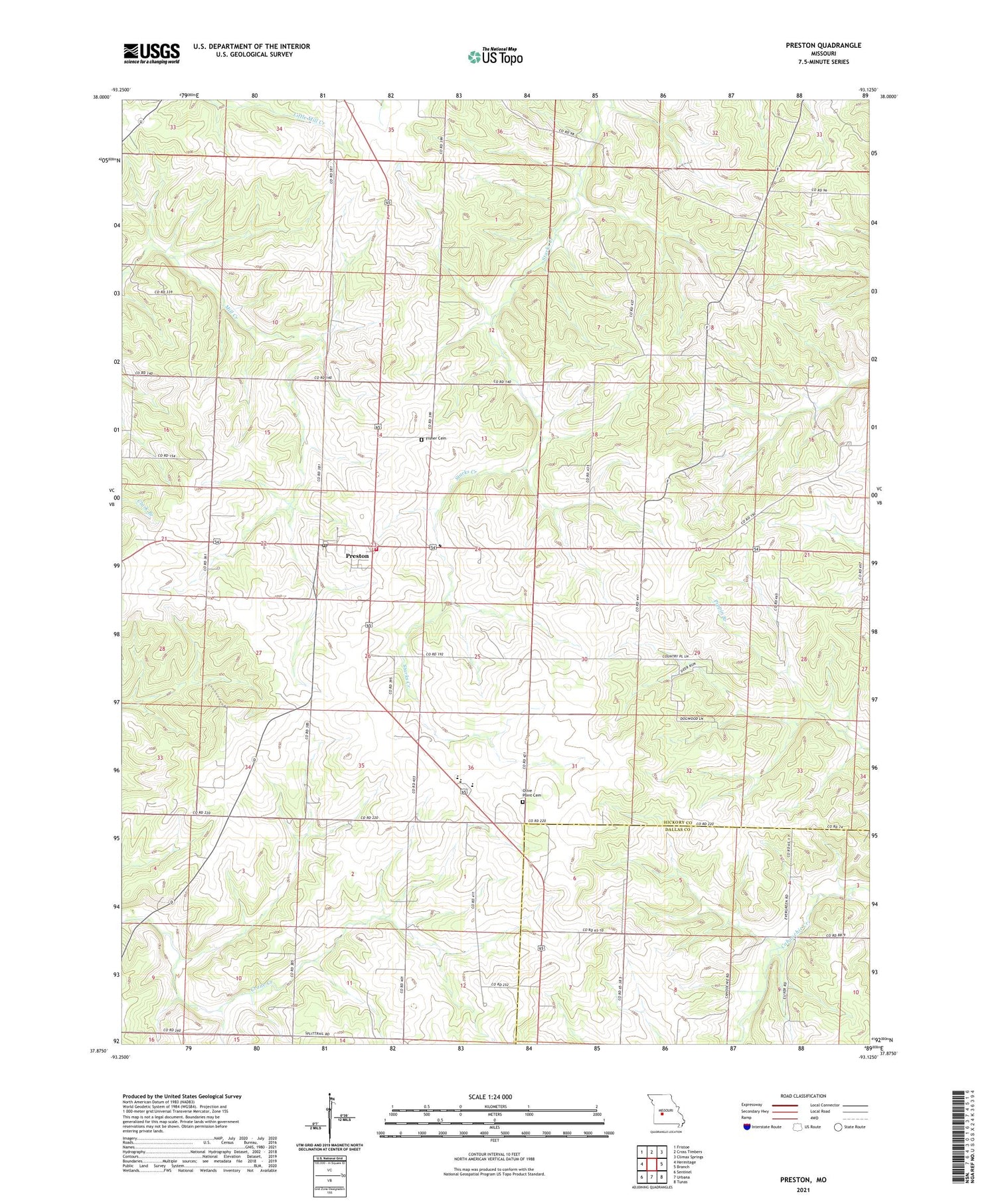 Preston Missouri US Topo Map Image