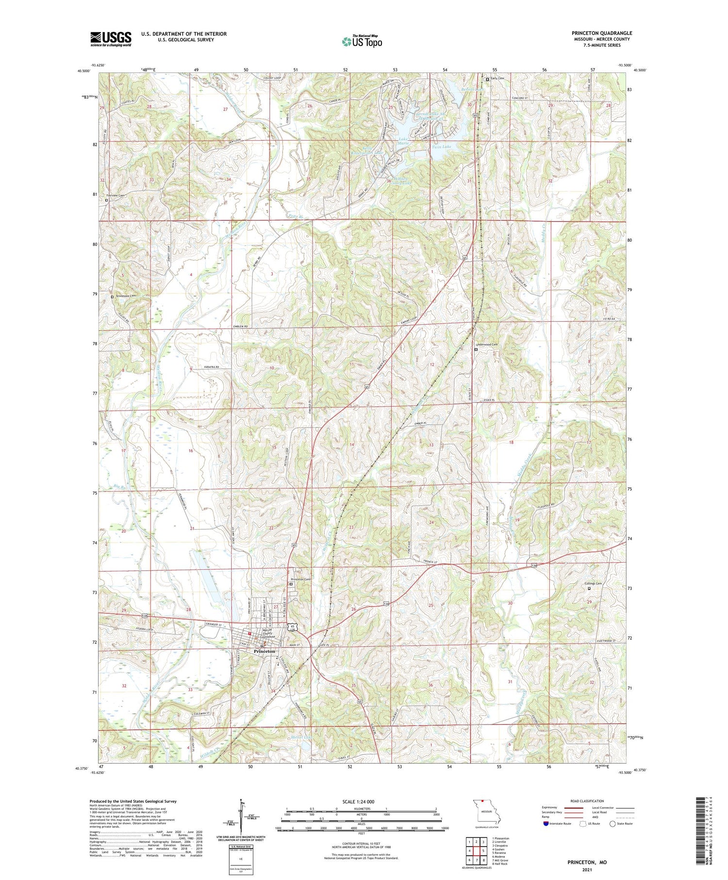 Princeton Missouri US Topo Map Image