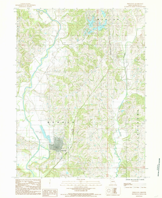 Classic USGS Princeton Missouri 7.5'x7.5' Topo Map Image