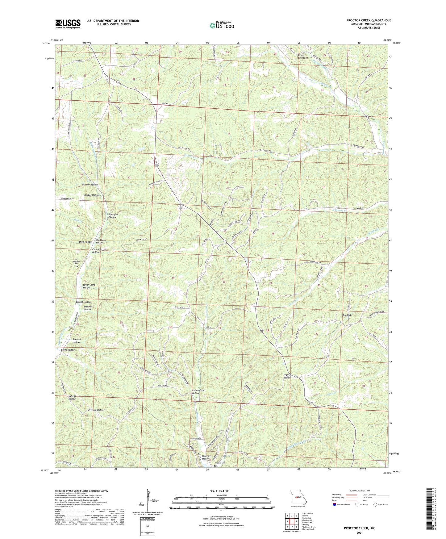 Proctor Creek Missouri US Topo Map Image