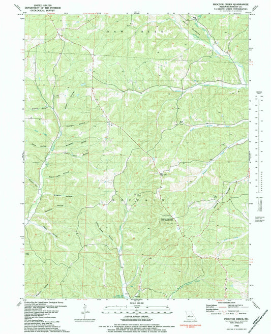 Classic USGS Proctor Creek Missouri 7.5'x7.5' Topo Map Image