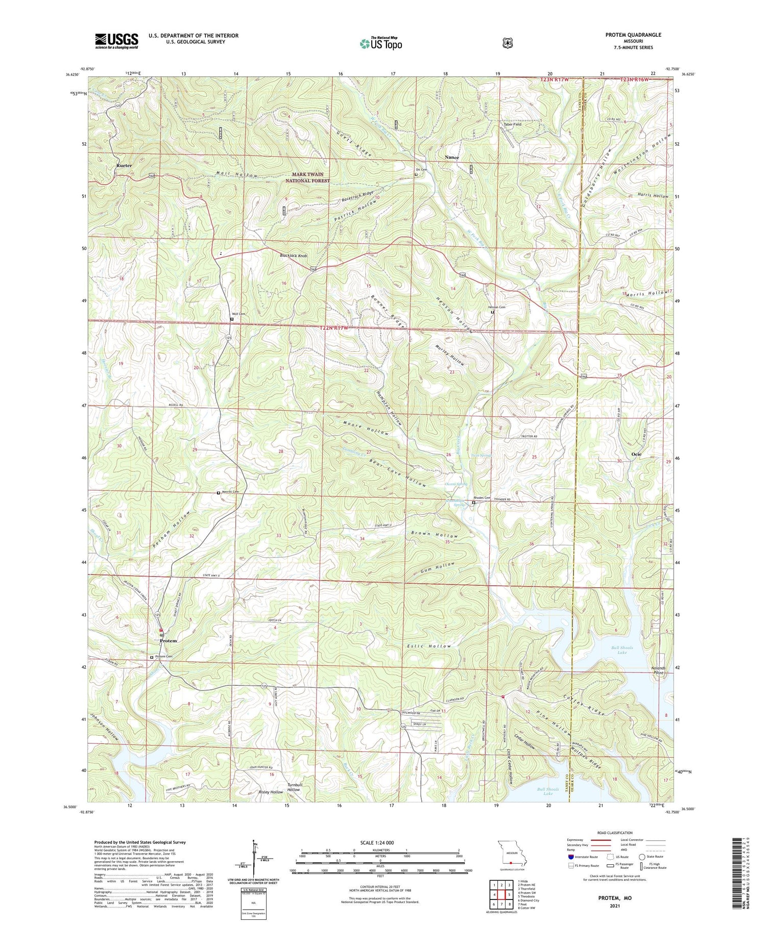 Protem Missouri US Topo Map Image