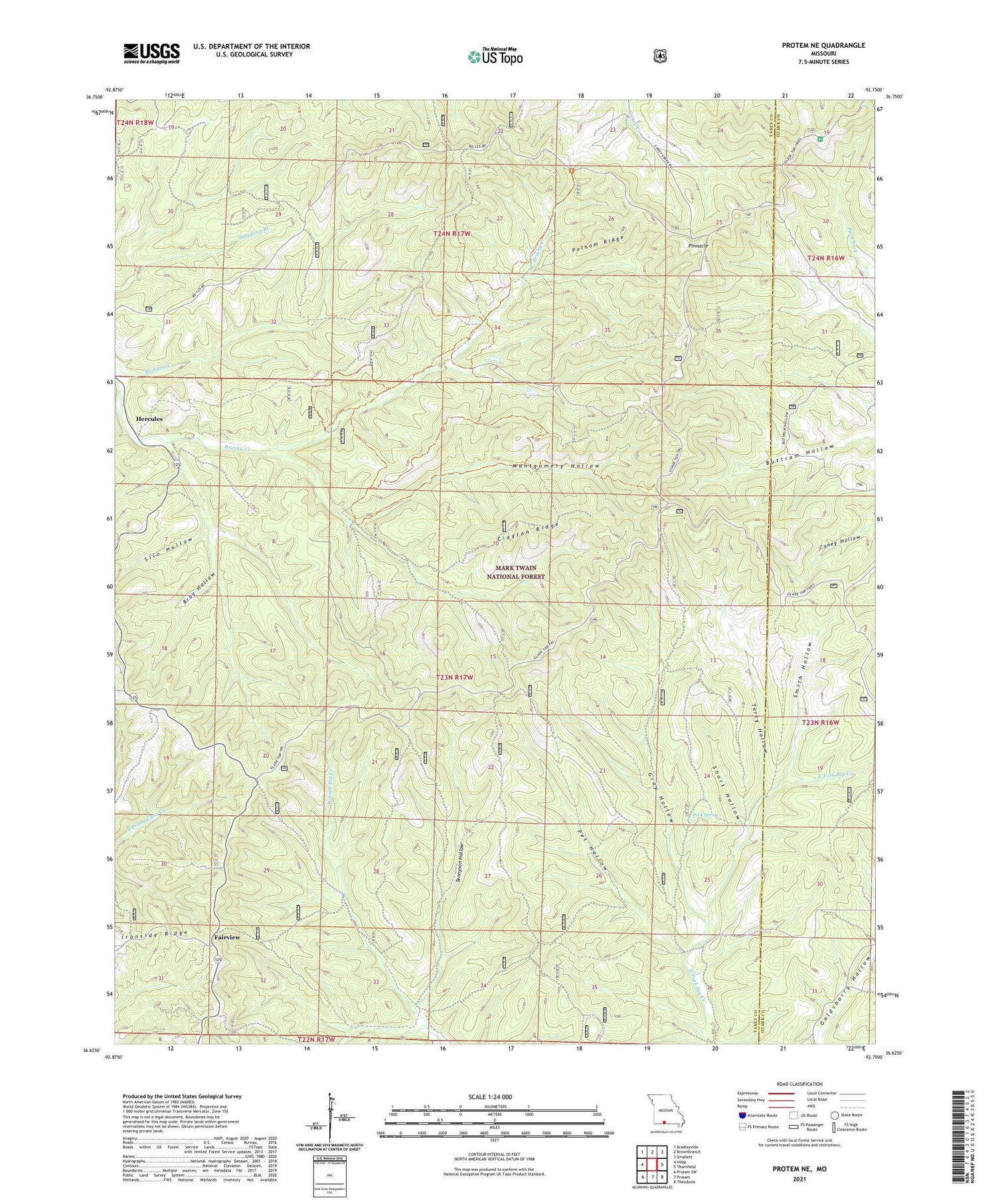 Protem NE Missouri US Topo Map Image