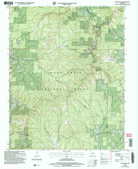Classic USGS Protem NE Missouri 7.5'x7.5' Topo Map Image