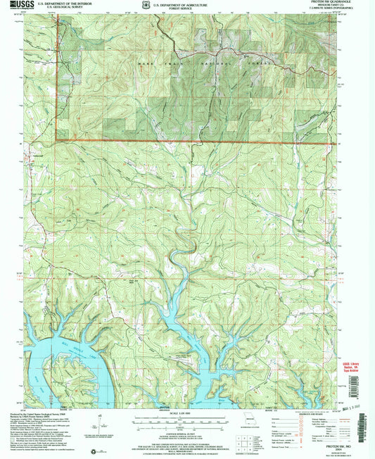 Classic USGS Protem SW Missouri 7.5'x7.5' Topo Map Image