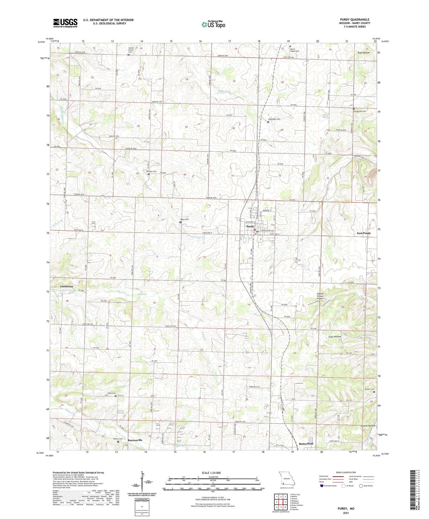 Purdy Missouri US Topo Map Image