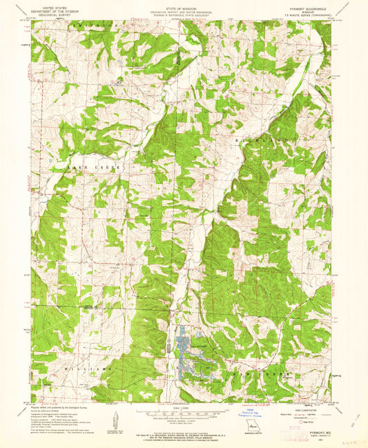 Classic USGS Pyrmont Missouri 7.5'x7.5' Topo Map Image
